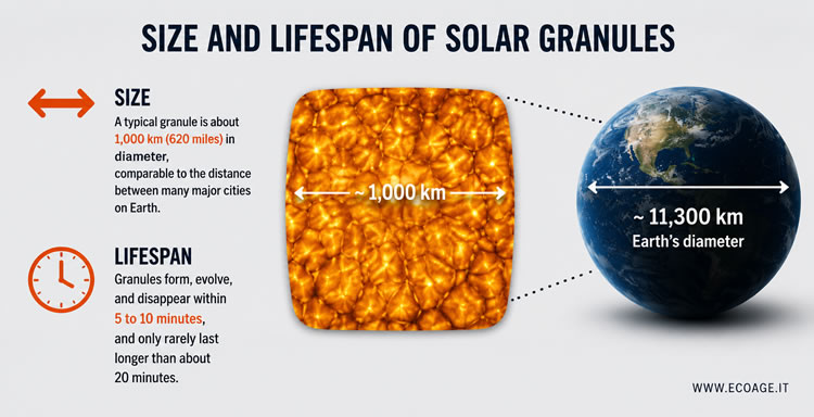 the size and lifetime of solar granules