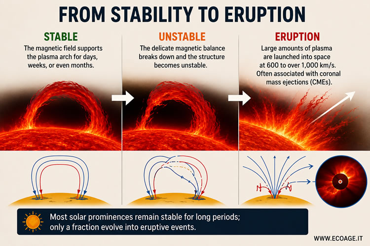 solar prominences can sometimes evolve into eruptive events